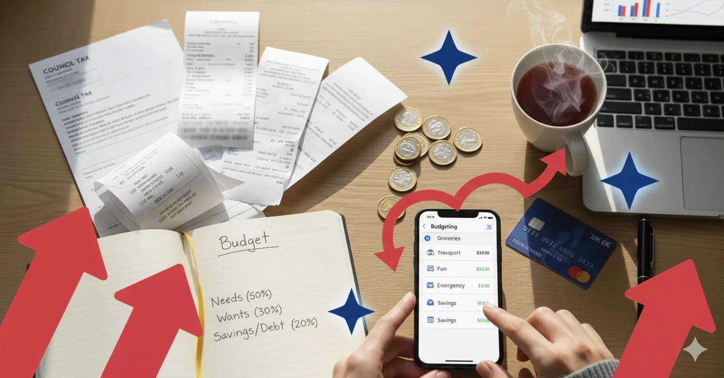 Modern personal finance budgeting in the US with simple pots and apps